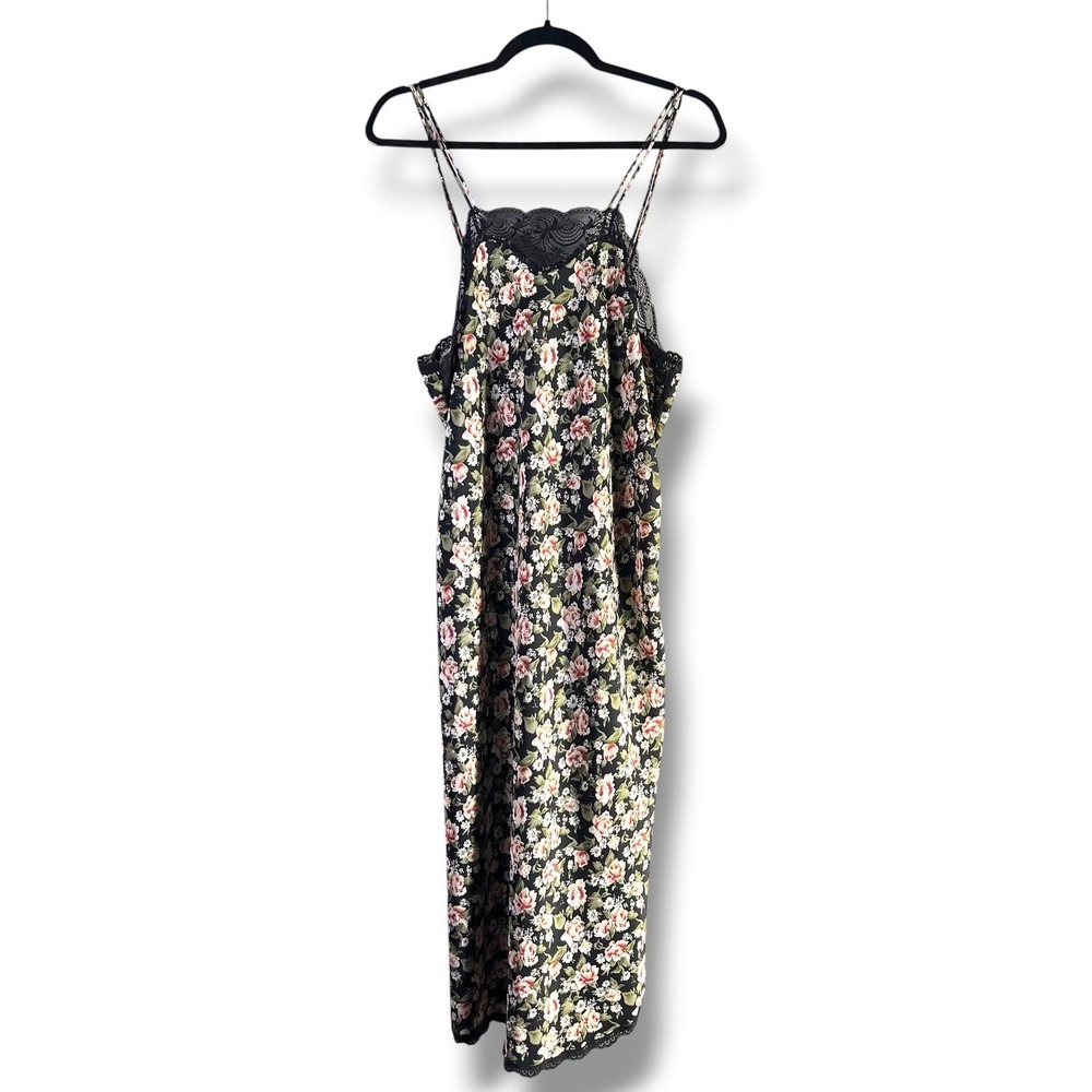Barbizon Womens Sz Large Nightgown Floral Lace Trim Vintage Cottagecore Maxi